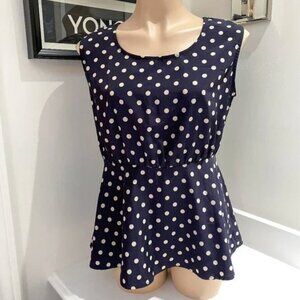Forever 21 XXI - Polka Dot Open Back Sleeveless Peplum